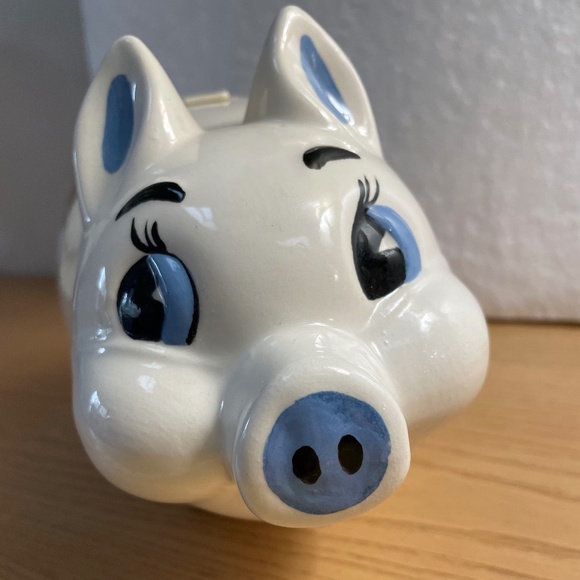 Vintage Rob Roy Piggy Bank Western Covered Wagon Decoration Blue Eyes 10.5” Rare - Picture 7 of 10